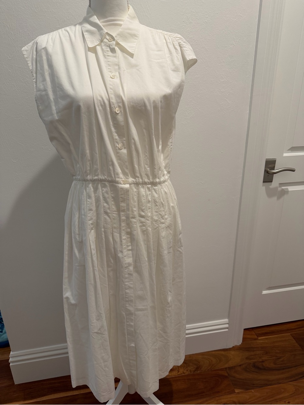 ATM Classic White Button-Front Shirt Dress